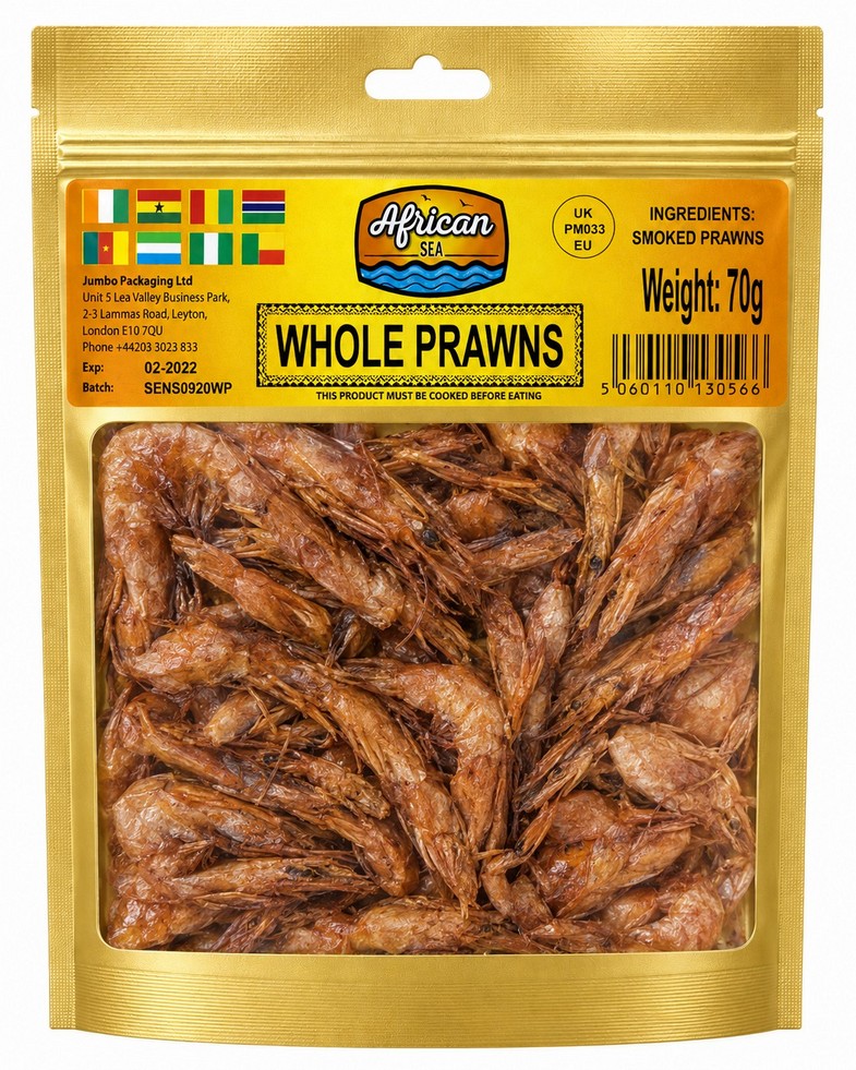 AFRICAN SEA WHOLE PRAWNS 10X70G