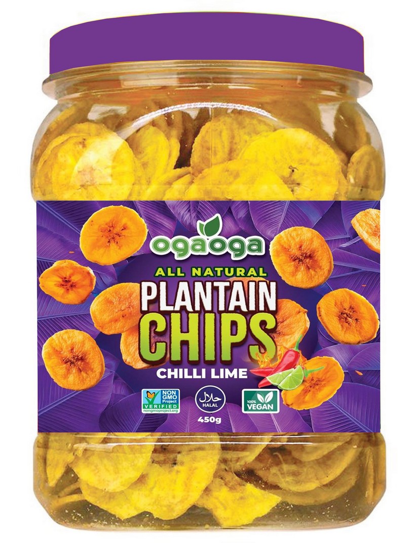 OGA OGA PLANTAIN CRISPS CHILLI LIME (PURPLE) 6X450G