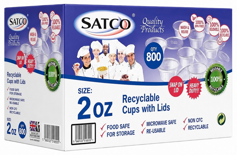 SATCO RECYCLABLE CUPS WITH LIDS 800X2OZ
