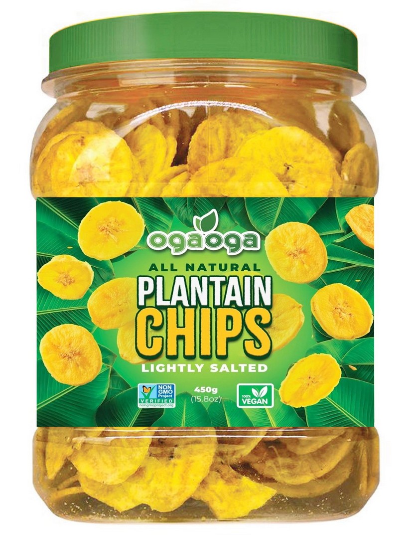 OGA OGA PLANTAIN CRISPS SALTED (GREEN) 6X450G