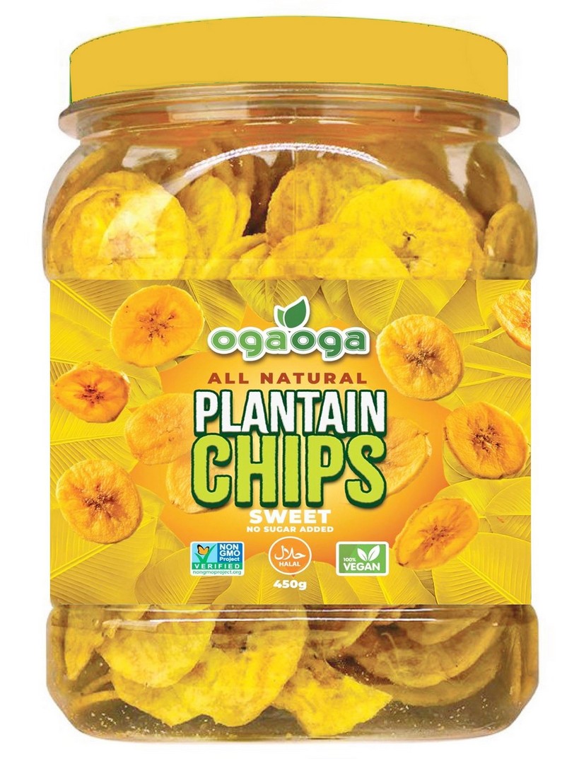 OGA OGA PLANTAIN CRISPS SWEET (YELLOW) 6X450G