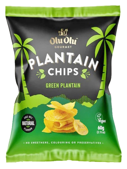 OLU OLU PLANTAIN CRISPS (GREEN) 24X60G