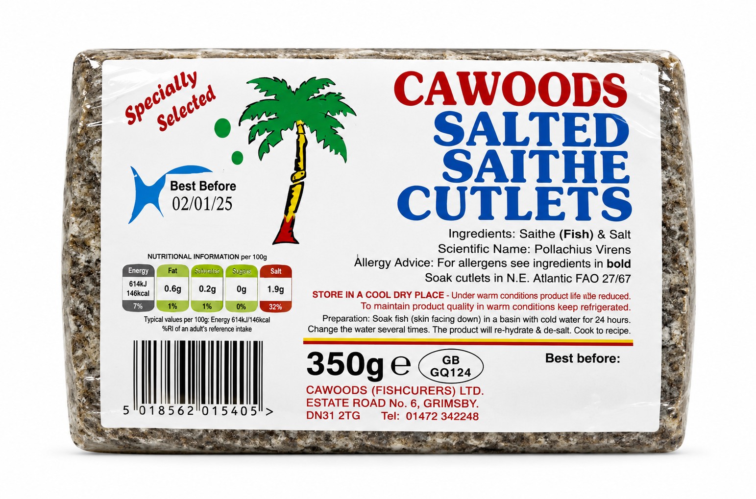 CAWOODS SAITHE CUTLETS 10X350G