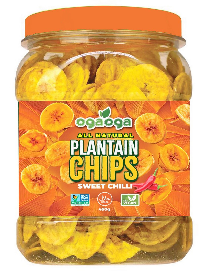OGA OGA PLANTAIN CRISPS SWEET CHILLI (ORANGE) 6X450G