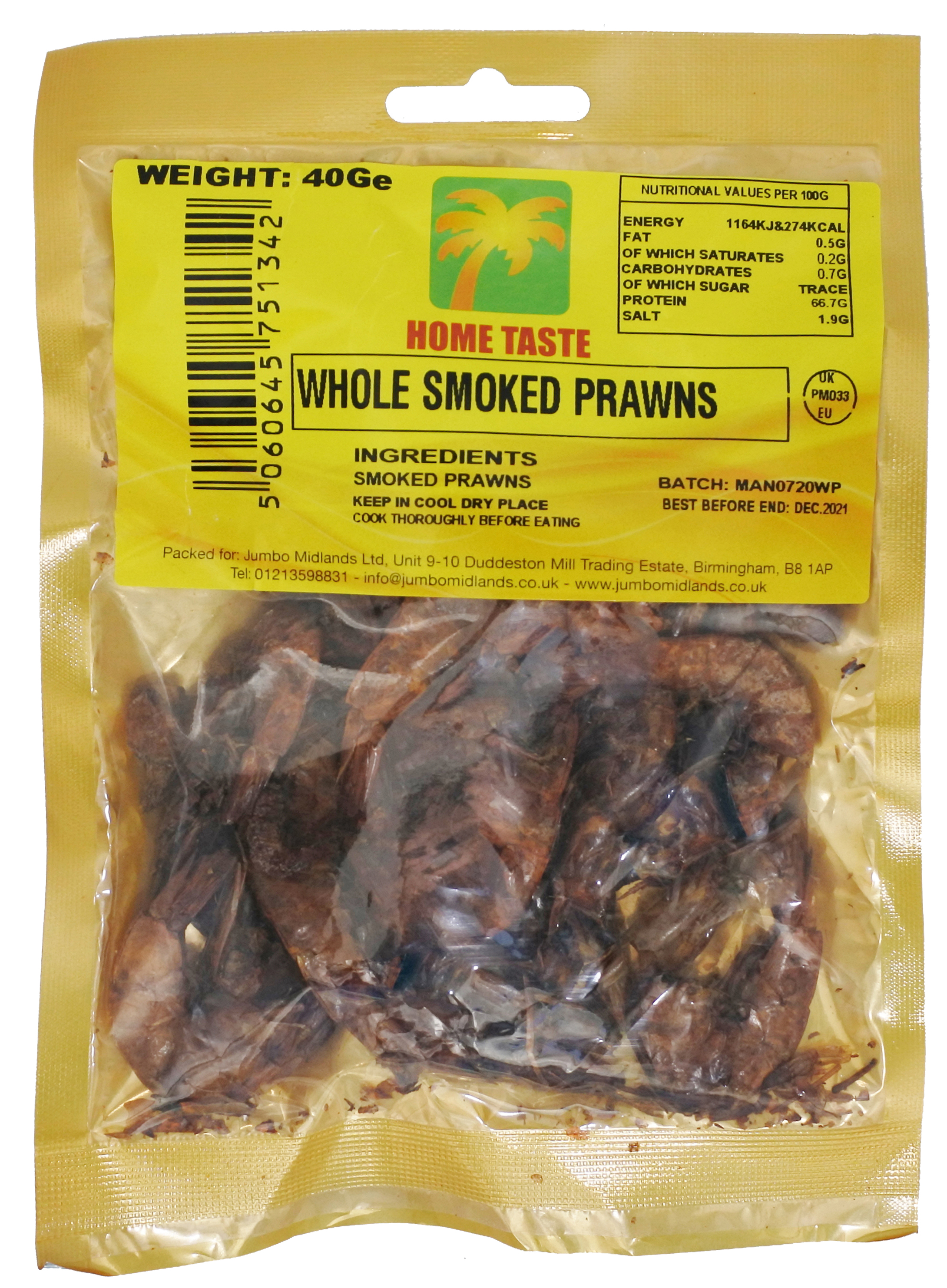 HT WHOLE SMOKED PRAWNS 10X40G