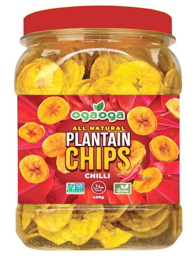 OGA OGA PLANTAIN CRISPS CHILLI (RED) 6X450G