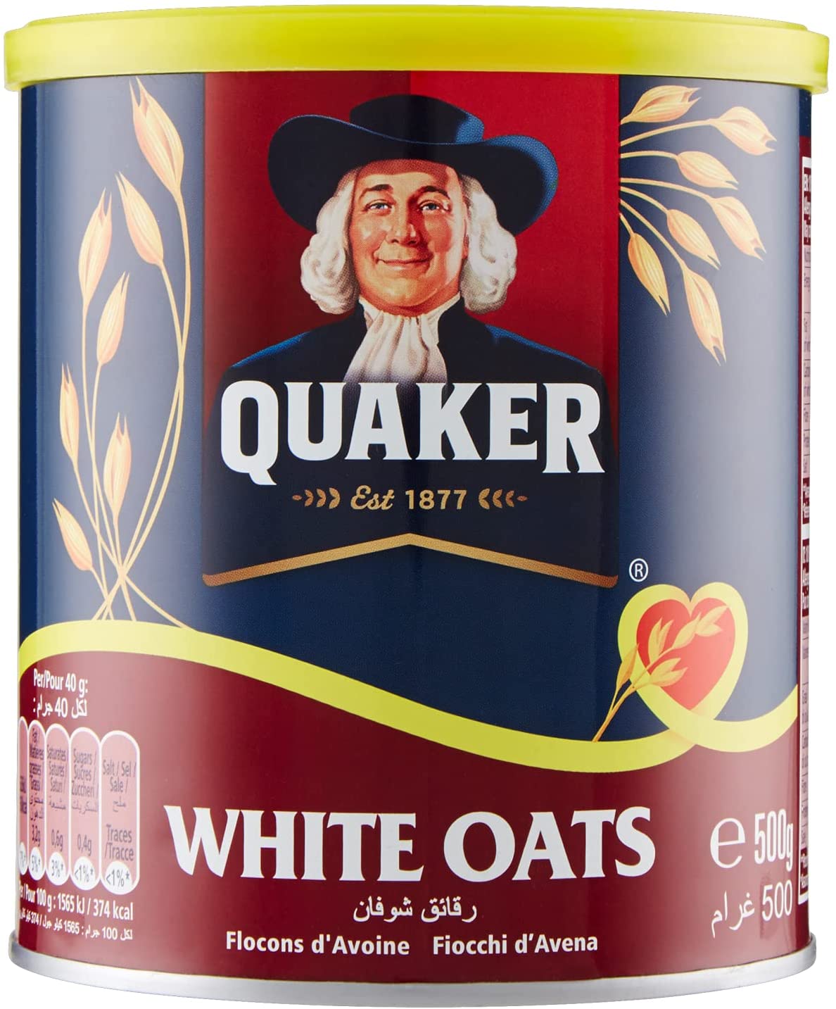QUAKER WHITE OATS TINS 24X500G