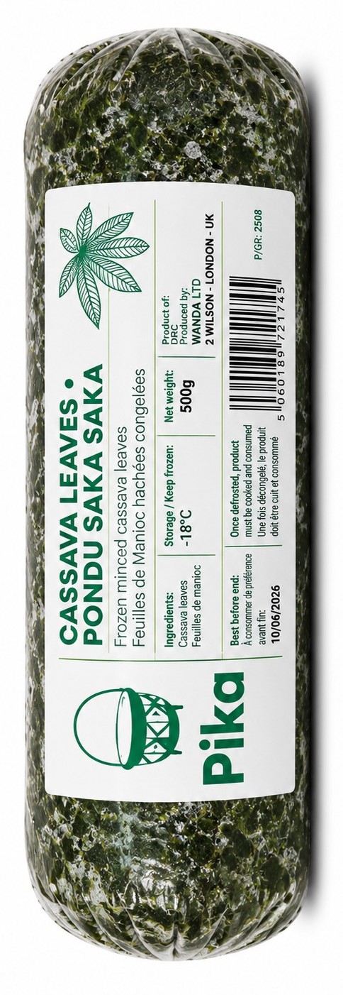 PIKA CASSAVA LEAVES PONDU (SAKA SAKA) 20X500G (FROZEN)
