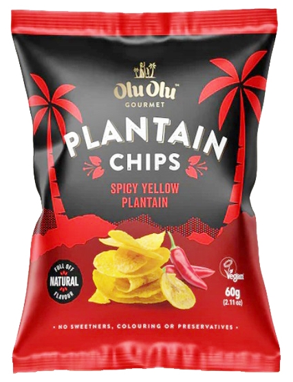 OLU OLU PLANTAIN CRISPS SWEET CHILLI (RED) 24X60G